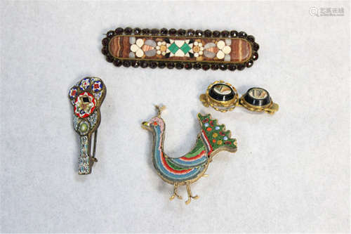 3 Pieces Micromosaic Pins