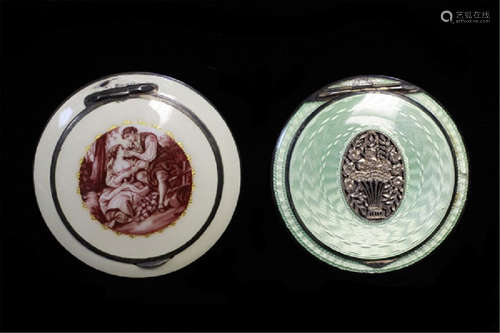 Two Silver and Enamel Compact Boxes