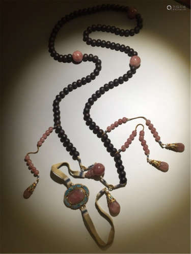 Qing Chinese Chenxiang Wood Beads Chaozhu Necklace
