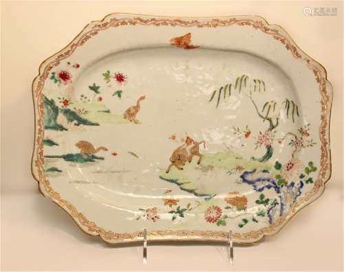5 Piece Famille Rose Porcelain Plates