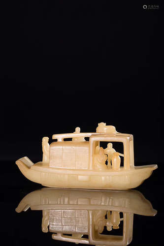 A FISHING-BOAT DESIGN HETIAN JADE ORNAMENT