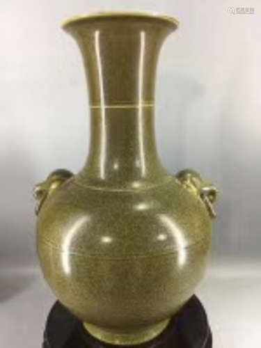 A TEA LEAVES GLAZE DOUBLE ANIMAI VASE