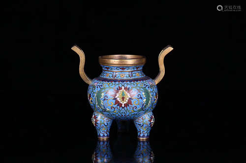 17-19TH CENTURY, A BRONZE ENAMEL CENSER, QING DYNASTY