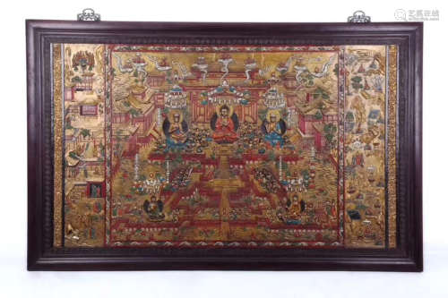17-19TH CENTURY, A BRONZE BUDDHA DESIGN TANGKA, QING DYNASTY