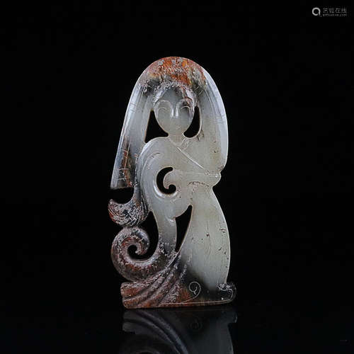 A MAID DESIGN OLD HETIAN JADE PENDANT