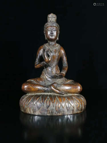 A BAMBOO CARVING GUANYIN STATUE, QING DYNASTY
