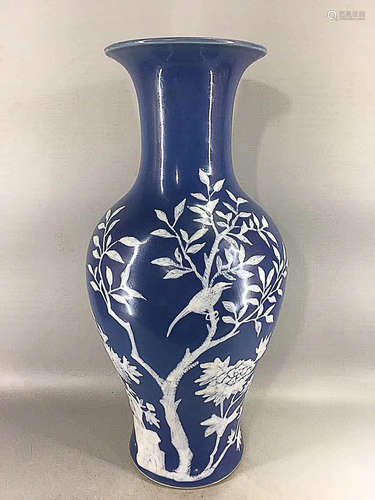 A BLUE GLAZE GUAN YIN VASE