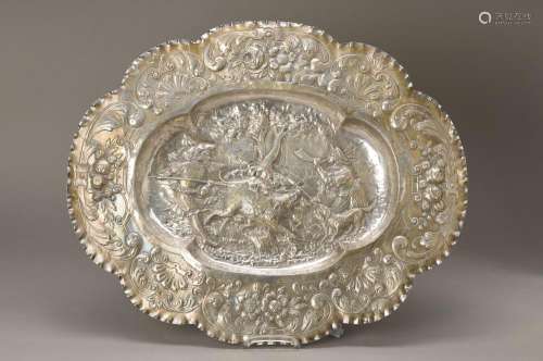 Large silver pompous bowl