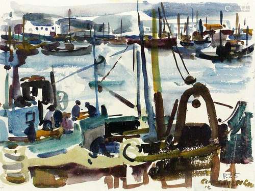 UNKNOWN ARTIST Southern port. Watercolour