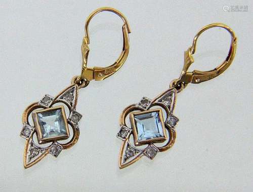 A PAIR OF DROP EARRINGS 585/000 red gold with