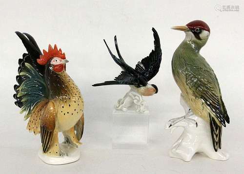 A LOT OF THREE BIRD FIGURES Karl Ens, Volkstedt