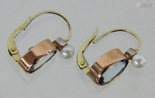 A PAIR OF DROP EARRINGS 585/000 red gold with