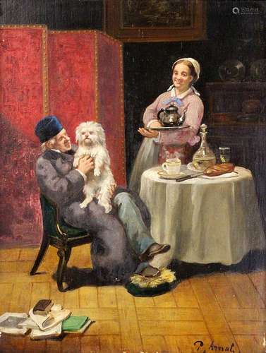 ARNAL, P. circa 1900 Couple with dog at the laid