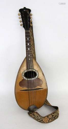 AN OLD LUTE 8-string plucked instrument with