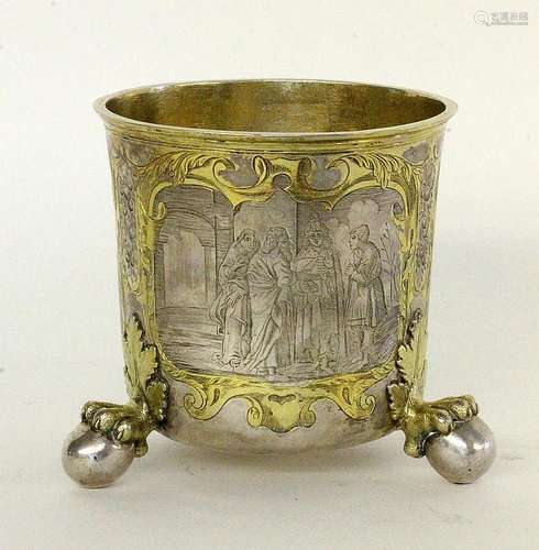 A RENAISSANCE BALL FEET CUP Probably