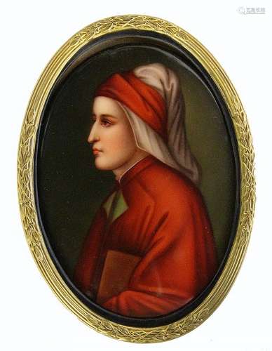 A PORCELAIN MINIATURE 19th century Portrait of a