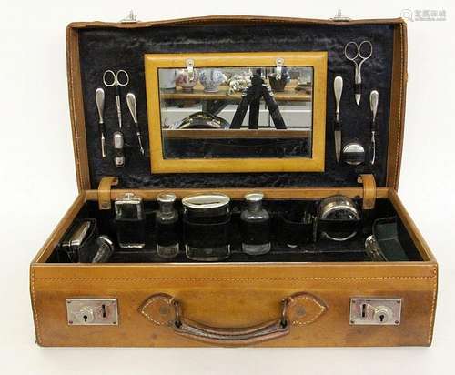 A COSMETICS CASE 1920s. With 17 different