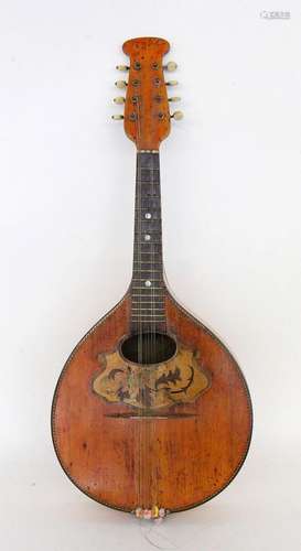 AN OLD LUTE 8-string plucked instrument with