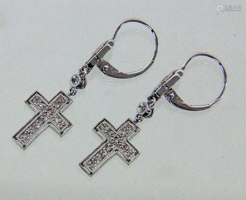 A PAIR OF DROP EARRINGS WITH CROSSES 585/000