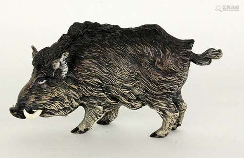 A WILD BOAR Painted Vienna bronze. With boar