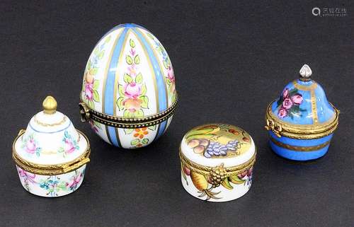 FOUR LIMOGES PORCELAIN CASES. Painted