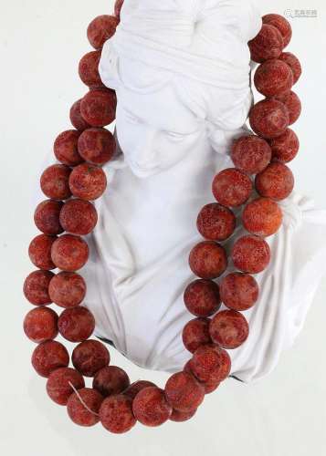 TWO NECKLACES (STRANDS) with foam coral, diameter