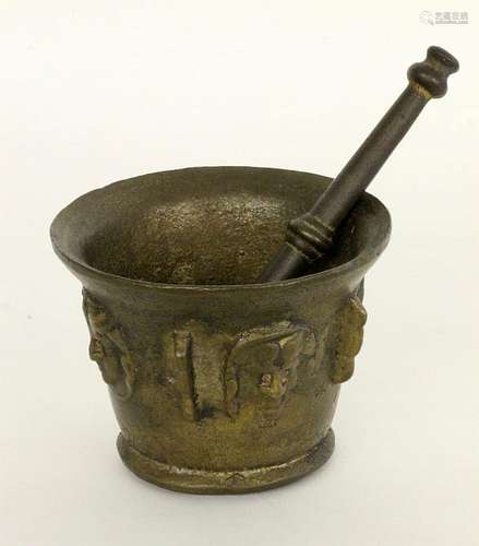 A RENAISSANCE MORTAR WITH PESTLE probably German