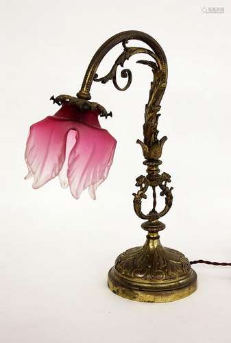 A TABLE LAMP France circa 1910 bronze frame with