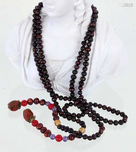 A LEBANESE NECKLACE with dark-coloured pearls