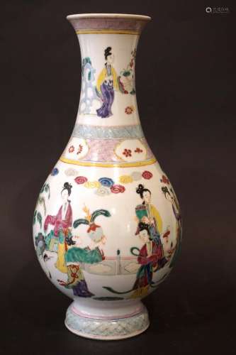 A Chinese Famille Rose Yongzheng-Style 'Ladies' Vase