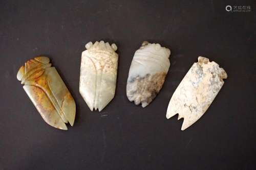 A Group of Four Chinese Jade Cicadas