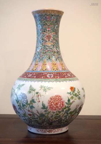 A Well-Painted Chinese Famille Rose 'Floral' Vase