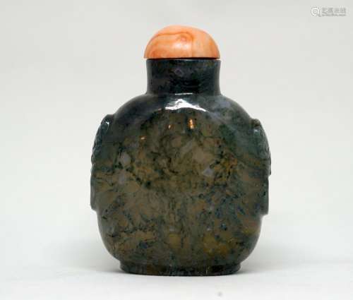 A Chinese Moss Agate Snuff Bottle