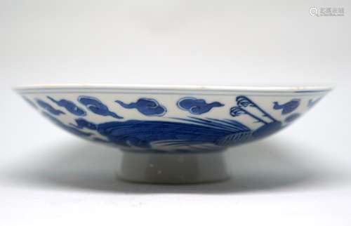 A Chinese Blue and White 'Double Phoenix' Bowl Cover