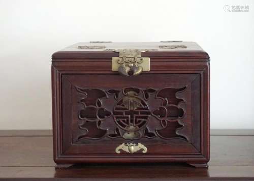 A Chinese Huali Wood Mirror Box