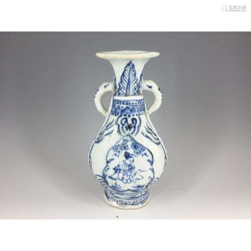 Blue and White double handle vase