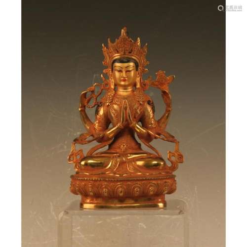 Chinese Bronze Painted Buddha