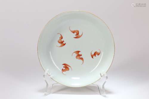 A Chinese Iron-Red Porcelain Plate