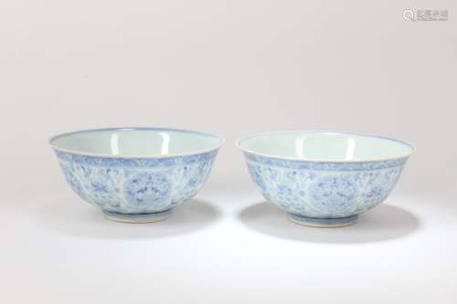 A Pair Of Two Chinese BlueAnd White Porcelain Bowls