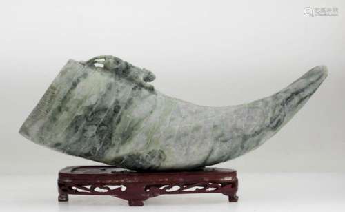 A Nice Chinese Jade Carved Horn.