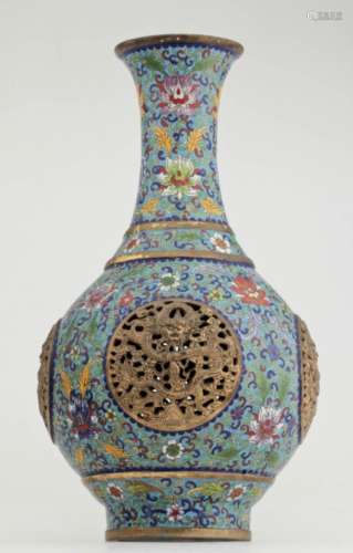 An Large and Heavy Chinese Cloisonne Enamel Vase.