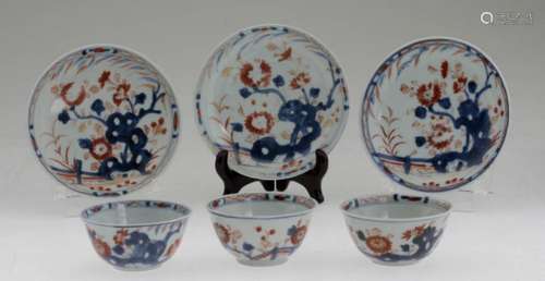 Three sets of Chinese Imari Teacups and Saucers