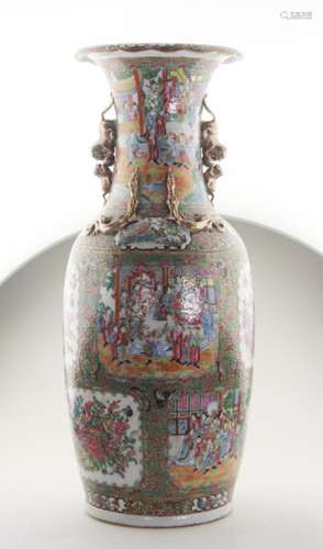 An Extra Large Chinese Rose Medallion Floor Vase