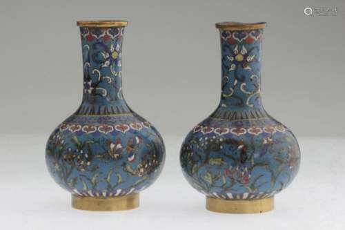 A Pair of Filigree Cloisonne Vases