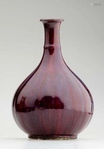 A Rare 18th C. Chinese Sang De Flambe Bottle Vase