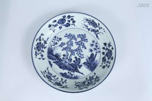 An extremely Rare Chinese Blue & White Dish