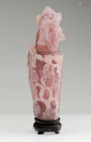 A Nice Chinese Tourmaline Carved Pink Vase