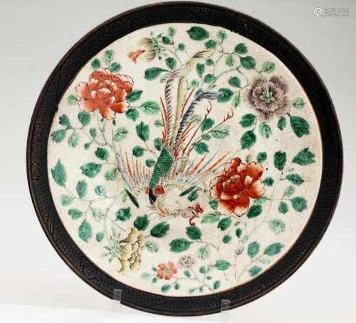 Huge Chinese Ge Crackle Famille Rose Charger Plate