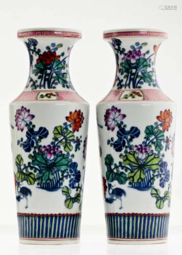 A Pair Of Chinese Blue and White Wucai Vases