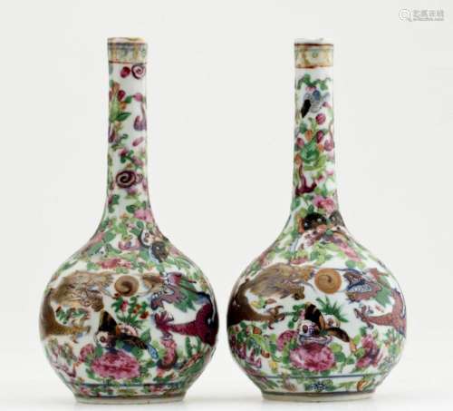 A Pair of Chinese Famille Rose Vases